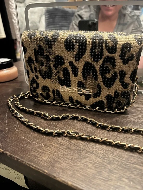 NWT Bebe Meara Crystal Leopard Crossbody - Wallet on Chain DEADSTOCK - Picture 2 of 12